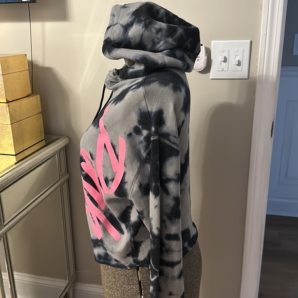 **SOLD ON MERCARI**PINK Victoria’s Secret tie-dyed cropped hoodie size small - Picture 3 of 8